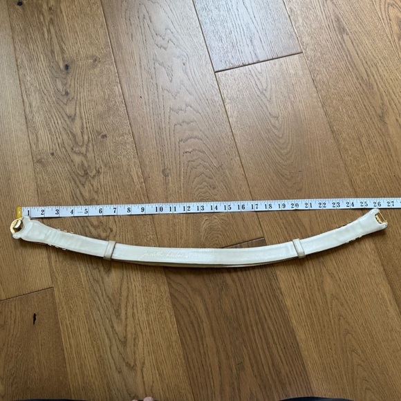 Judith Lieber Vintage 80s Lionshead Adjustable Snakeskin Belt - Cream & Gold - Picture 5 of 13